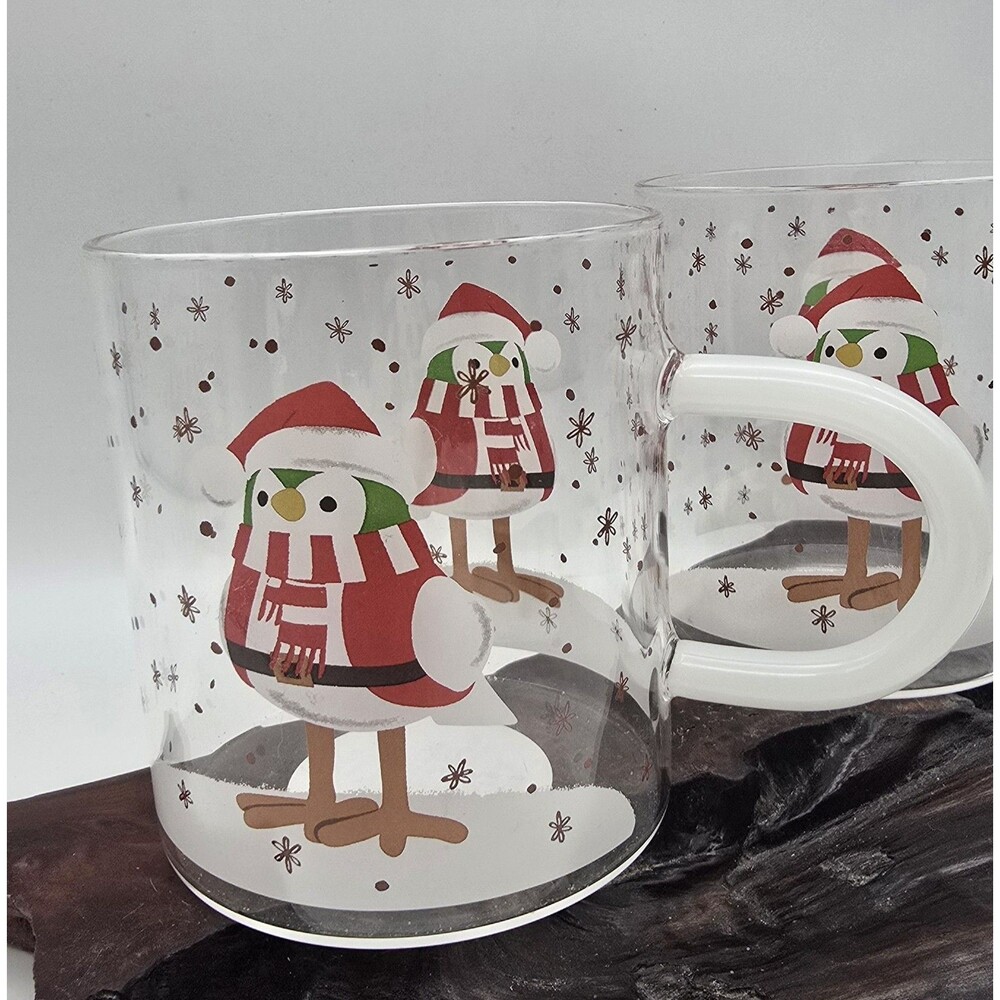 Wondershop Target Bird Flurry Christmas Featherly Friends Glass Mugs Set Of 2